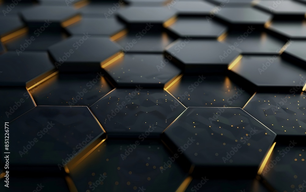 A black hexagons with orange lights A black hexagons with orange lights