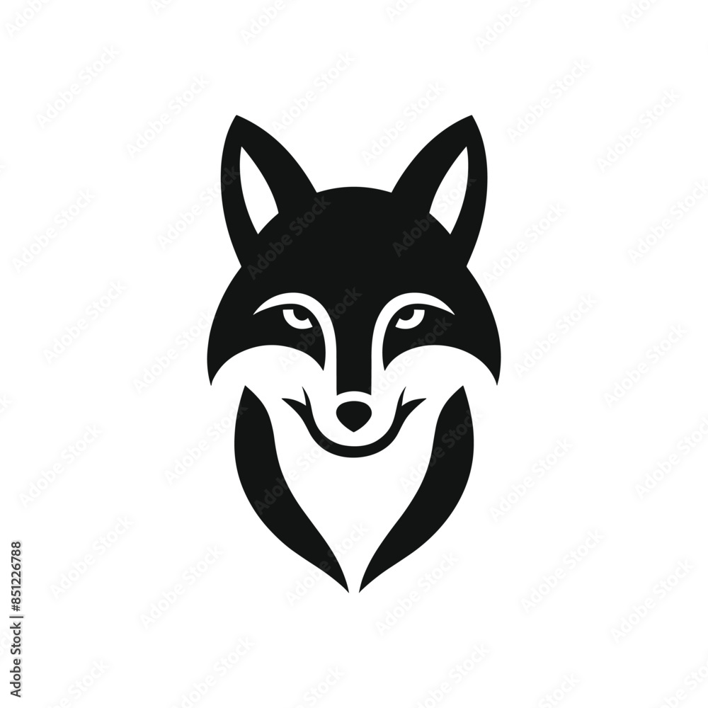 Obraz premium Stylish Fox Head Face Graphic - Modern Silhouette Design of a Majestic Fox