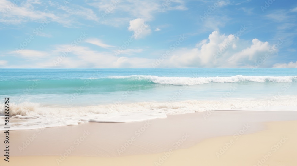 soft sand, and fluffy clouds decorating a bright blue summer sky soft sand, and fluffy clouds decorating a bright blue summer sky