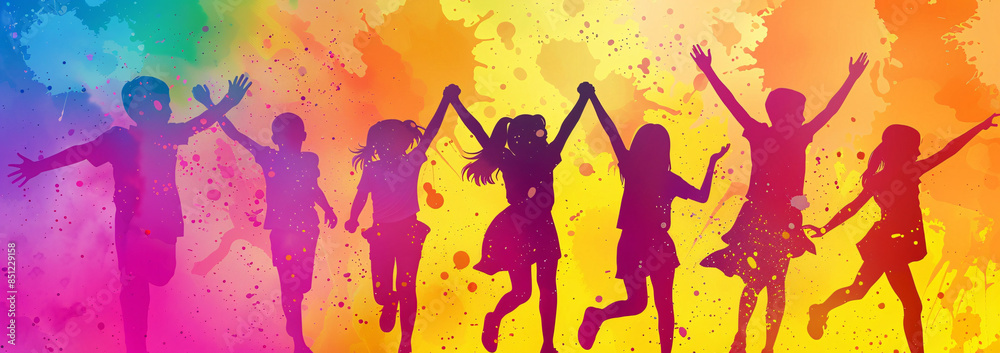 A vibrant and colorful image of youth teenagers celebrating for the International Youth Day concept. It can be used for youth empowerment events and celebrations. A vibrant and colorful image of youth teenagers celebrating for the International Youth Day concept. It can be used for youth empowerment events and celebrations.