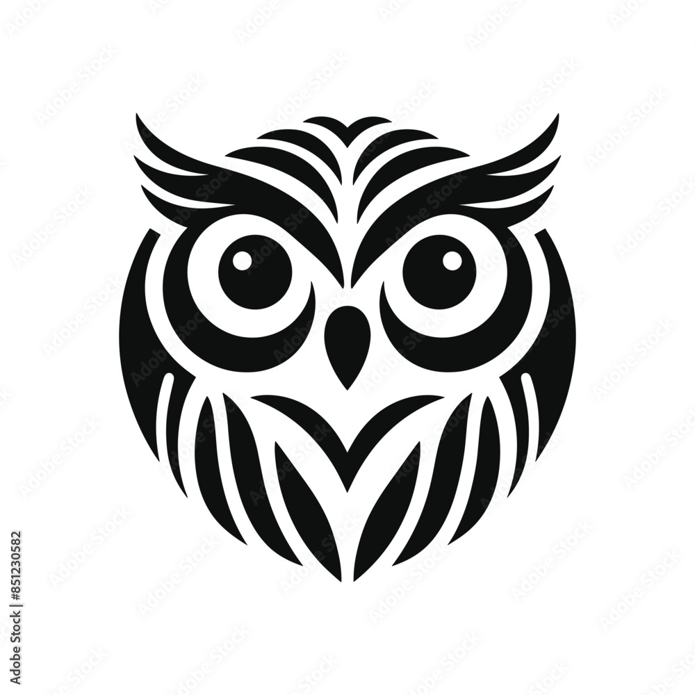 Stylized Owl Graphic: Premium Stock Image of a Detailed and Elegant Owl Face Silhouette Stylized Owl Graphic: Premium Stock Image of a Detailed and Elegant Owl Face Silhouette