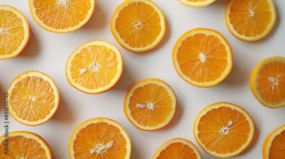 Orange Slices Pattern on White Background Orange Slices Pattern on White Background