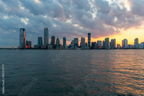 city skyline at sunset