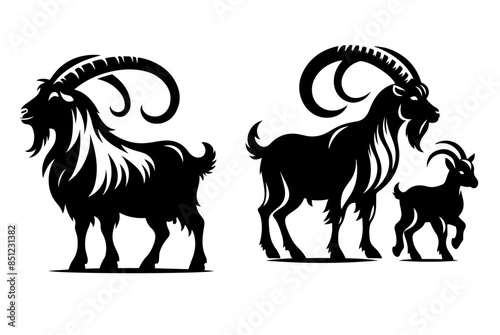 big goat shilhoutte vector with white background photo