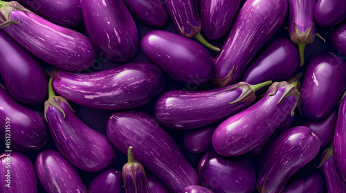 Wallpaper Mural top view of purple eggplants background Torontodigital.ca