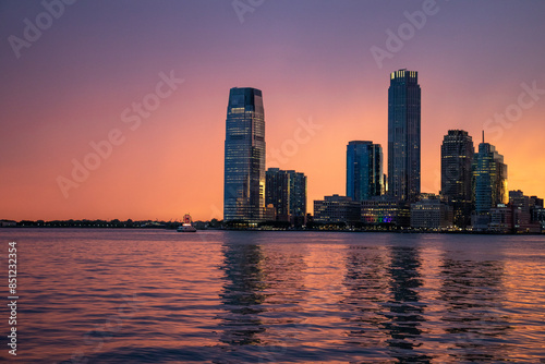 city skyline at sunset