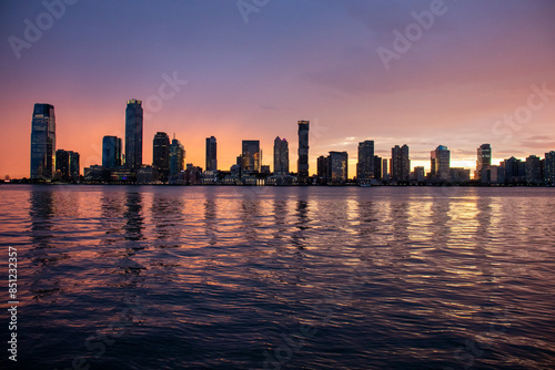 city skyline at sunset