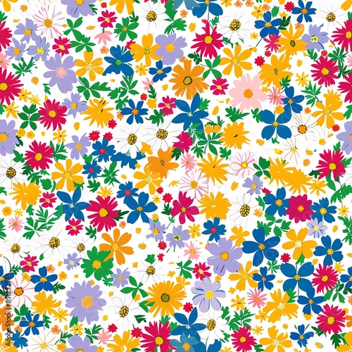 Wallpaper Mural A seamless floral pattern background with a variety of colorful flowers spread evenly, suitable for wallpaper or fabric design with ample copy space--style raw Torontodigital.ca