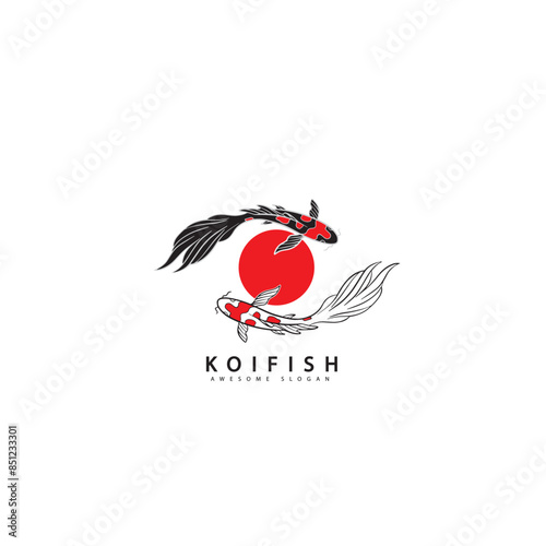 Fish koi logo and symbol vector image	