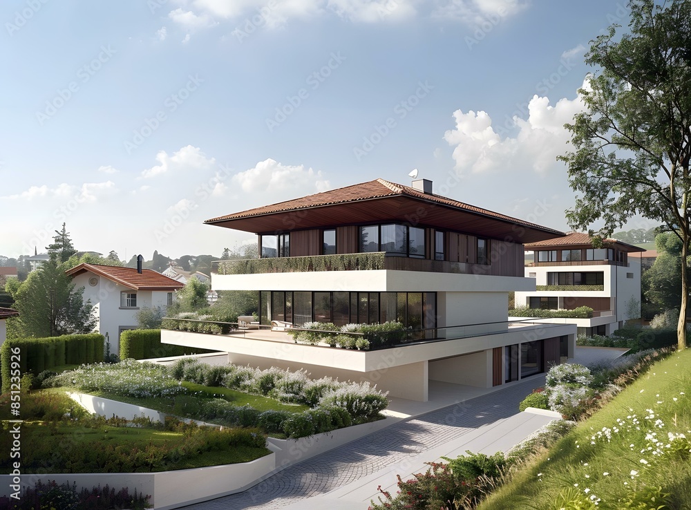Modern House with Lush Garden Modern House with Lush Garden