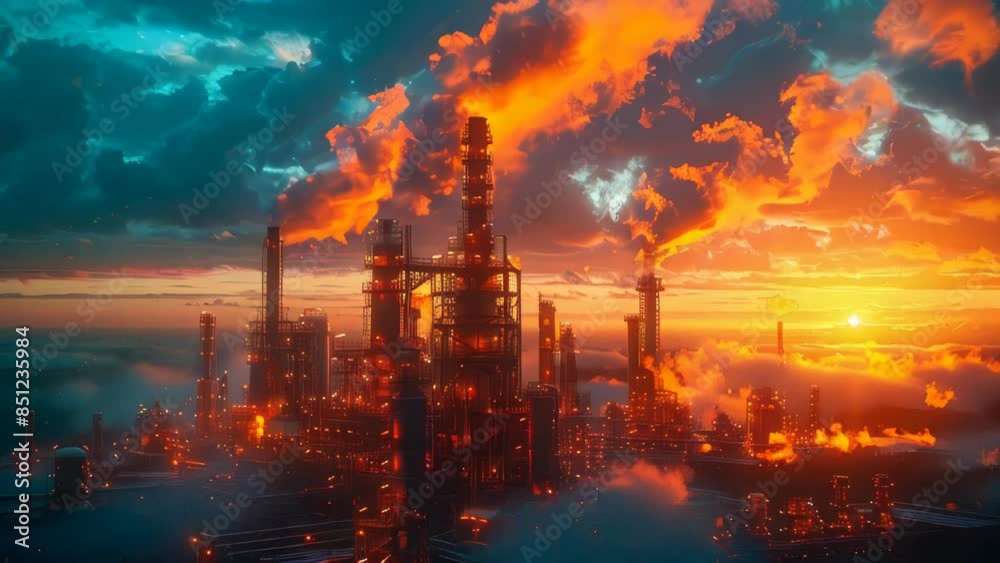 Industrial zone, Steel pipelines and equipment of a large oil refinery Industrial zone, Steel pipelines and equipment of a large oil refinery