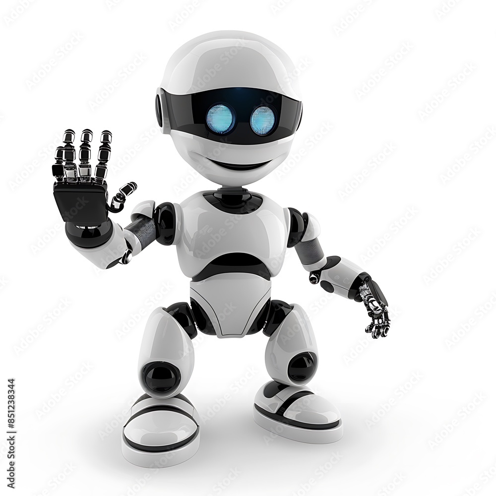 3d render of cute robot character opened palm on white background 3d render of cute robot character opened palm on white background