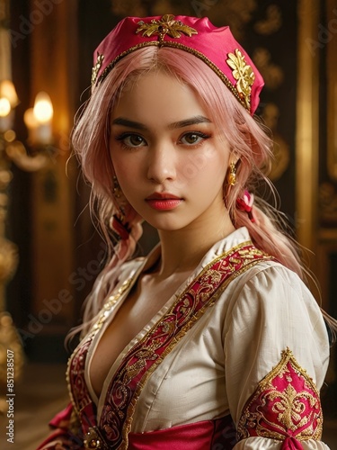 Beautiful Woman in Traditional Costume.