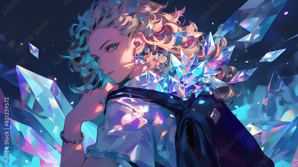 someone who carries diamonds and is rich, anime style someone who carries diamonds and is rich, anime style
