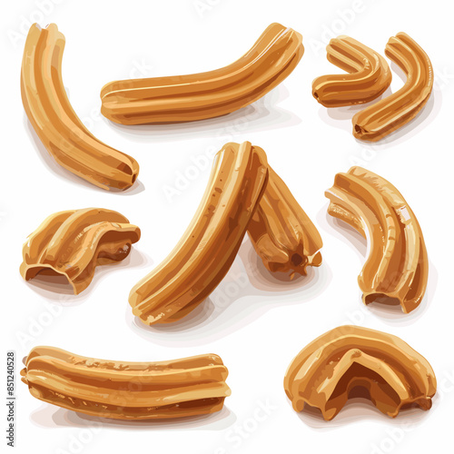 Realistic Churros 3D Render Vector Icon Set