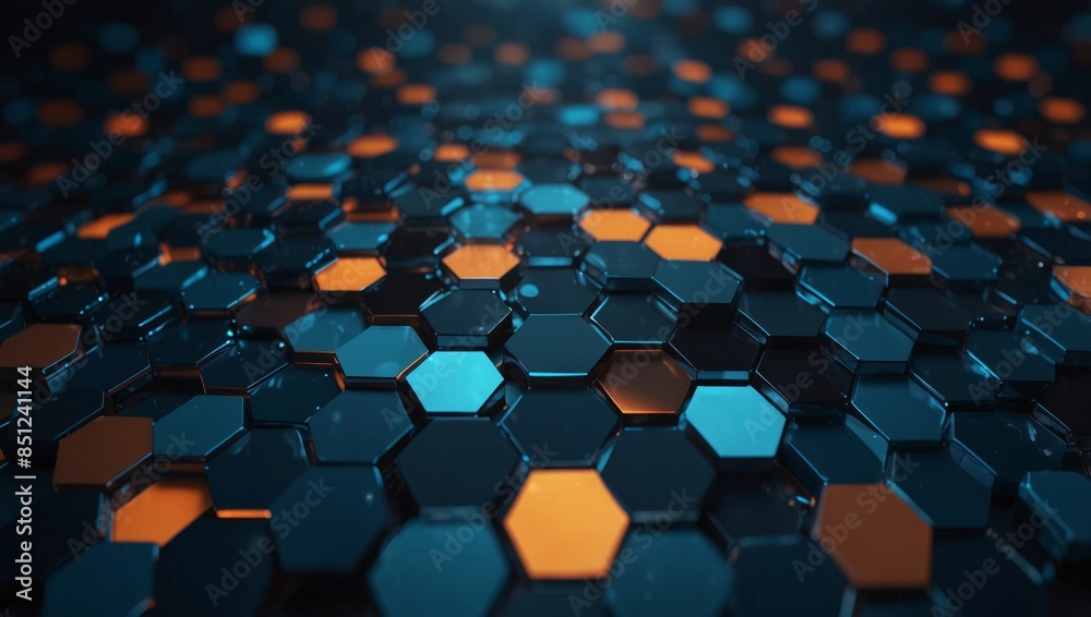 Abstract hexagon tech background, blue, lighted. Abstract hexagon tech background, blue, lighted.