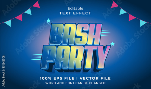 editable bash party text effect.typhography logo