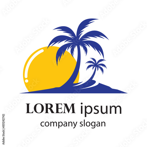 Wallpaper Mural logo design of the sun shining in the gap of a palm tree Torontodigital.ca