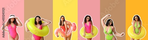 Set of pretty young women i...