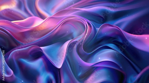 Abstract background of soft folds of silk fabric in pastel purple and blue colors photo