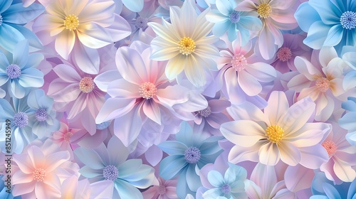 Delicate Floral Blooms in Soft Pastel Hues Creating a Serene and Peaceful Atmosphere