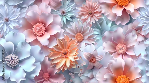 Delicate Pastel Floral Blooms in Soft Focus Nature Background