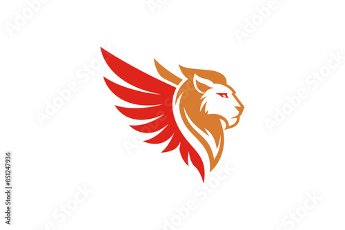 Lion with wing logo and illustration art