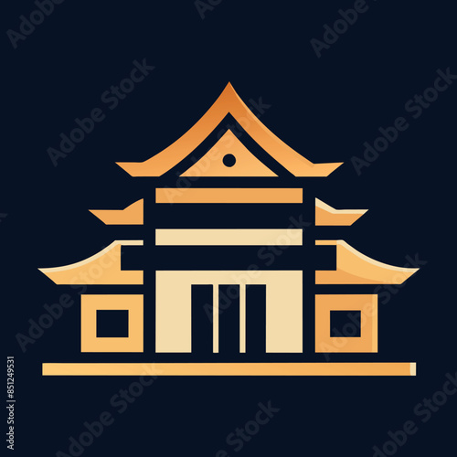 Golden Chinese houses Asian architecture building traditional Japanese House generated Ai