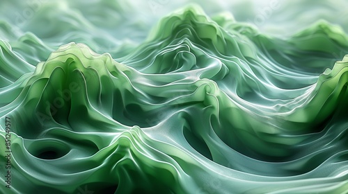 Abstract swirls in varying shades of light green evoke a sense of fluidity and movement, reminiscent of a tranquil stream winding through a lush meadow. Abstract Backgrounds Illustration, Minimalism,