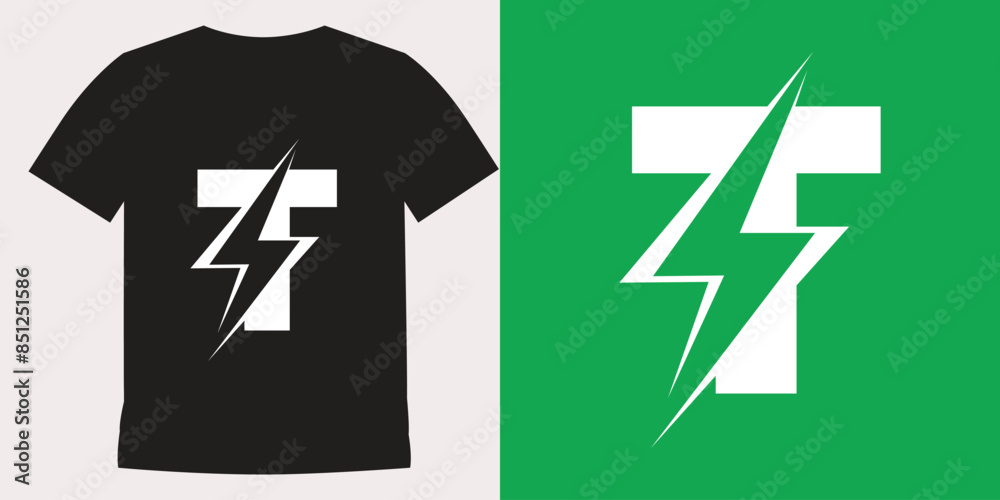 Initial T letter logo design with lighting thunder bolt. Electric bolt ...