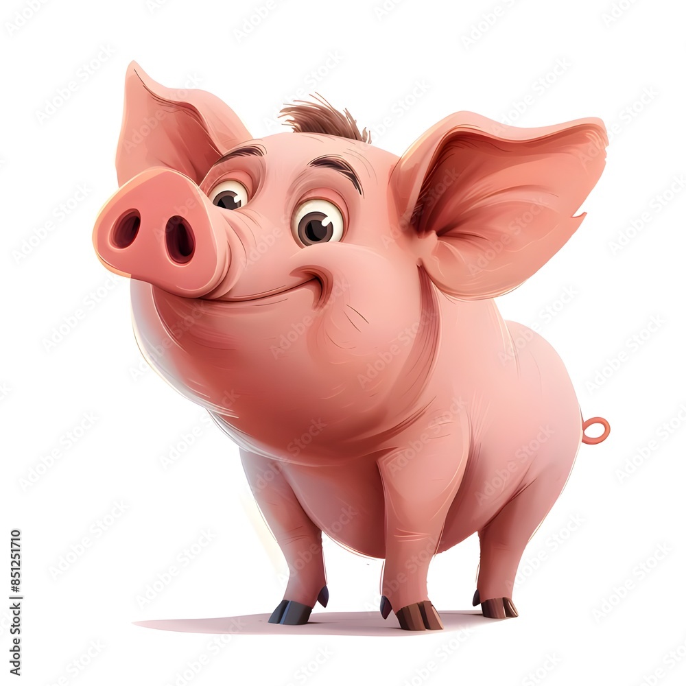 Illustration of cute pig cartoon isolated on white Illustration of cute pig cartoon isolated on white