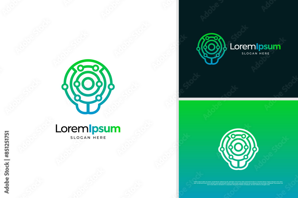 Vector smart brain technology intelligence security logo design template Vector smart brain technology intelligence security logo design template