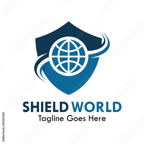 Shield world design logo template illustration