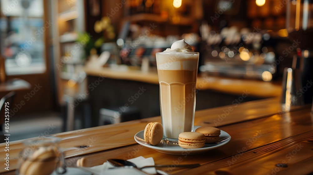 Macchiato in a tall glass standing img Macchiato in a tall glass standing img