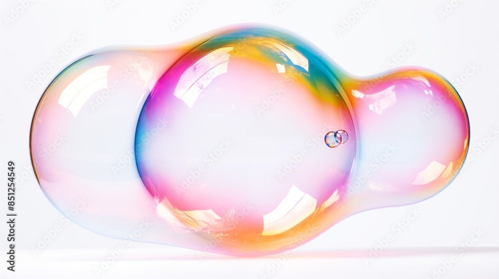 Obraz premium Close-up of a Double Soap Bubble with Iridescent Rainbow Colors