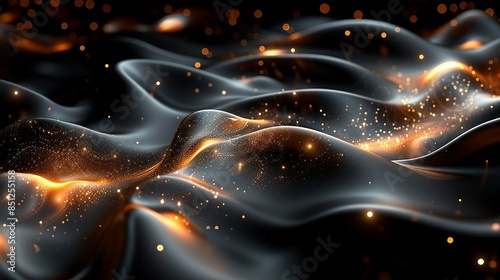 Gleaming metallic accents lend a touch of glamour to a sophisticated black background, creating an aura of elegance. Abstract Backgrounds Illustration, Minimalism,