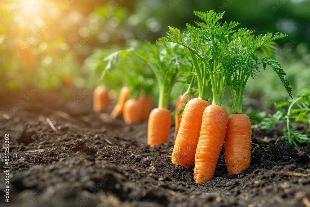 Fresh Carrots Growing in Fertile Soil in an Organic Garden During the Summer Season Fresh Carrots Growing in Fertile Soil in an Organic Garden During the Summer Season