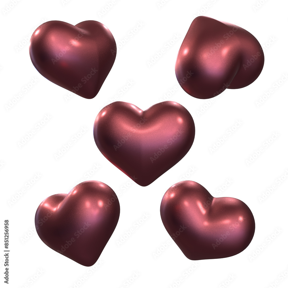 [3D Jelly Heart Series]	Metal Galaxy Glitter Red Heart