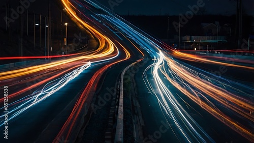 Abstract long exposure dynamic speed light trails background. Generative Ai. © Touhid09