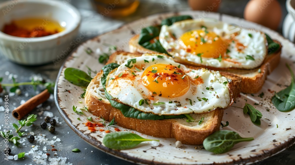 Toast with egg and spinach img Toast with egg and spinach img