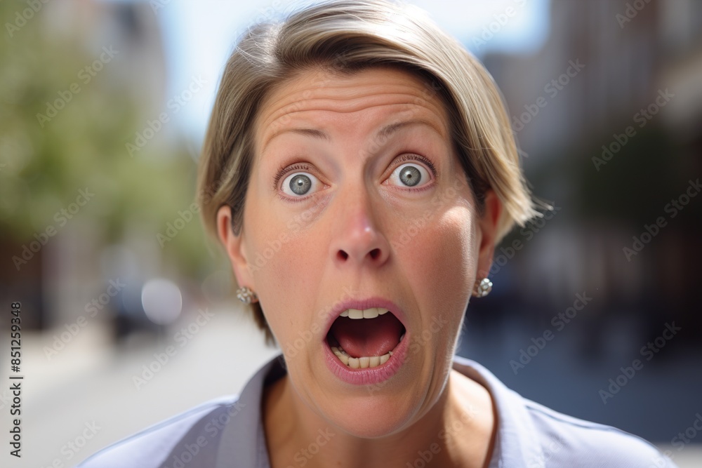 A woman with a surprised expression on her face A woman with a surprised expression on her face
