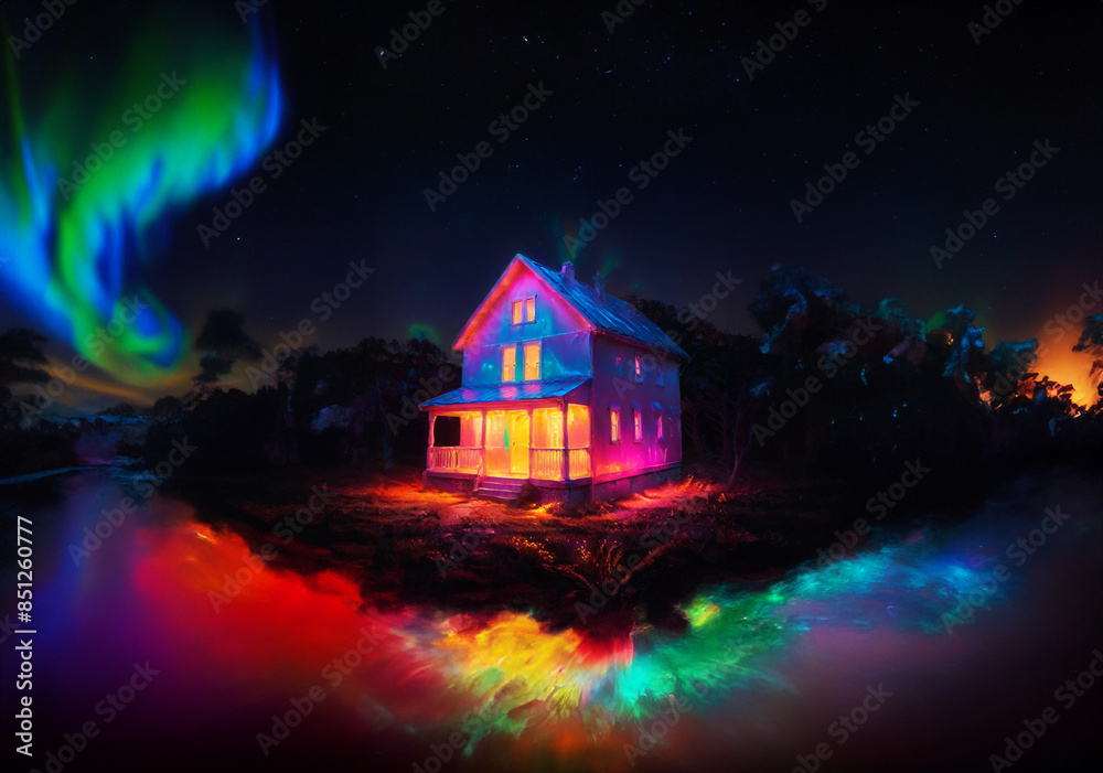 Fototapeta premium Colorful houses make a lively neighborhood.