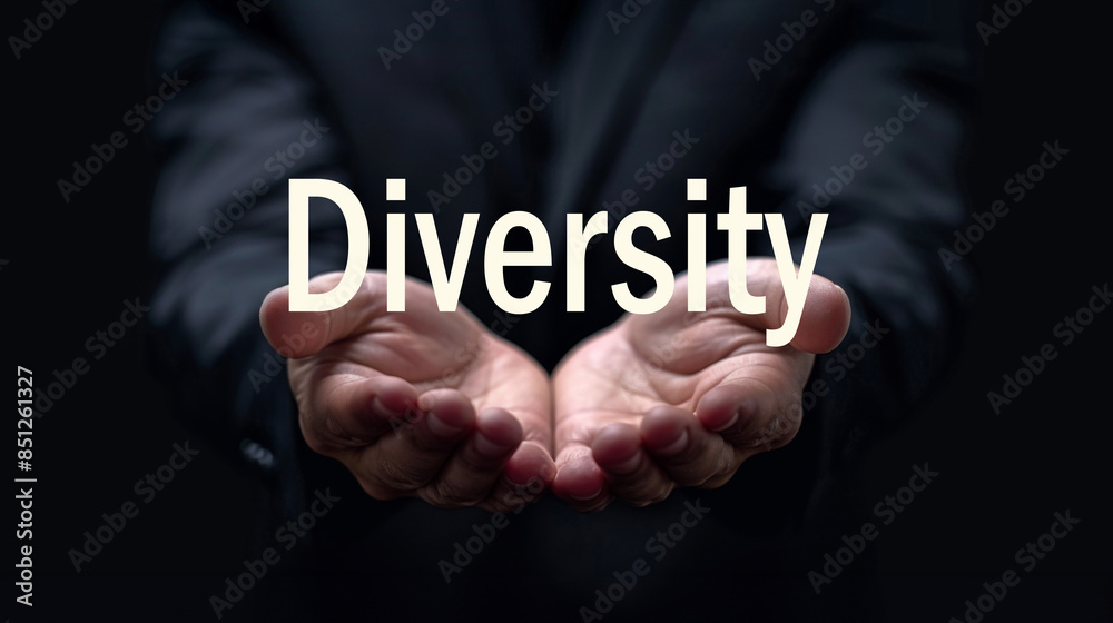 Diversity word on the hand of a businessman. Text symbol concept. Copy space. Diversity word on the hand of a businessman. Text symbol concept. Copy space.