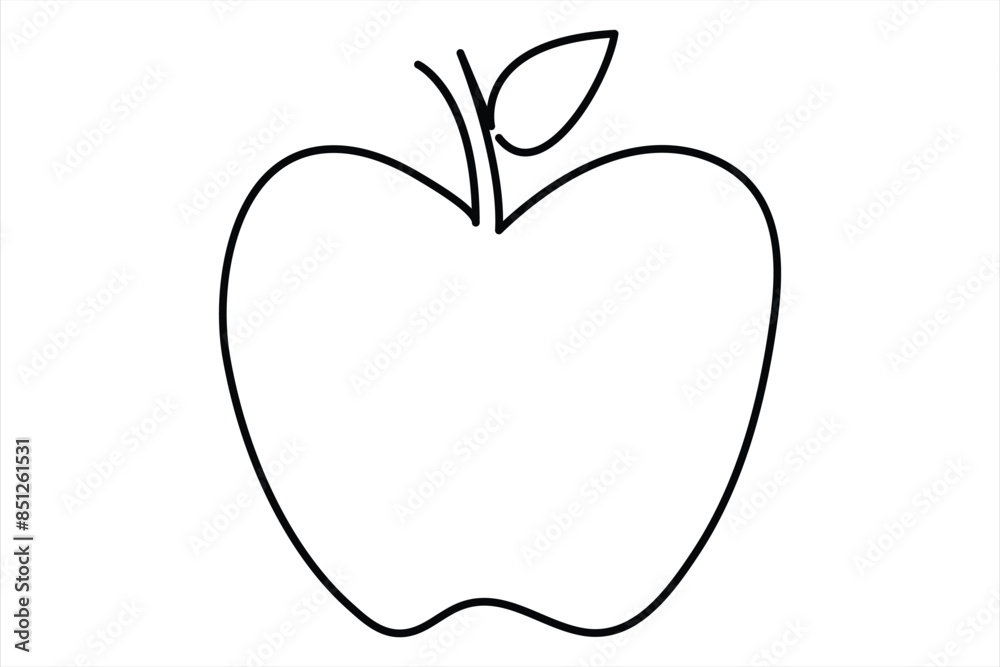 Continuous one line art drawing apple outline vector art illustration Continuous one line art drawing apple outline vector art illustration