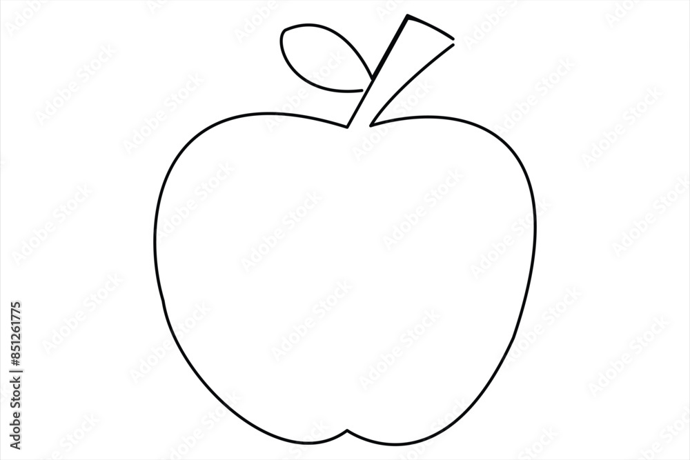 Continuous one line art drawing apple outline vector art illustration Continuous one line art drawing apple outline vector art illustration