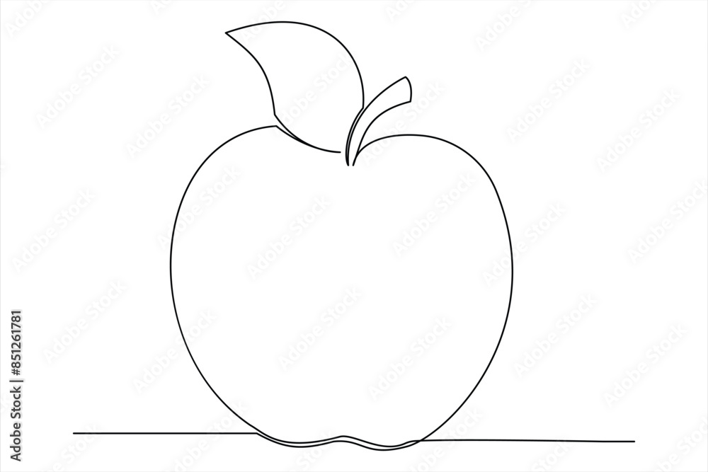 Continuous one line art drawing apple outline vector art illustration Continuous one line art drawing apple outline vector art illustration