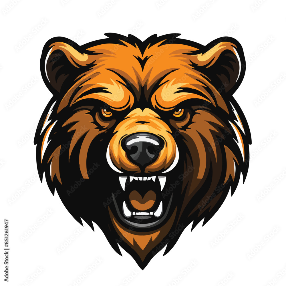 angry grizzly bear head vector art illustration isolated on white background angry grizzly bear head vector art illustration isolated on white background