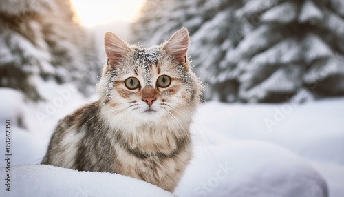 Adorable Cat Playing in the Snow: A Winter Wonderland" © Sadaqat