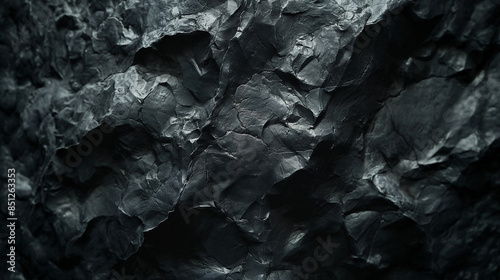 Black cave surface, dark gray texture, abstract cave, rocky surface, high detail, flat top view, close up, mysterious cave, underground, rough texture. © muhammadarslan