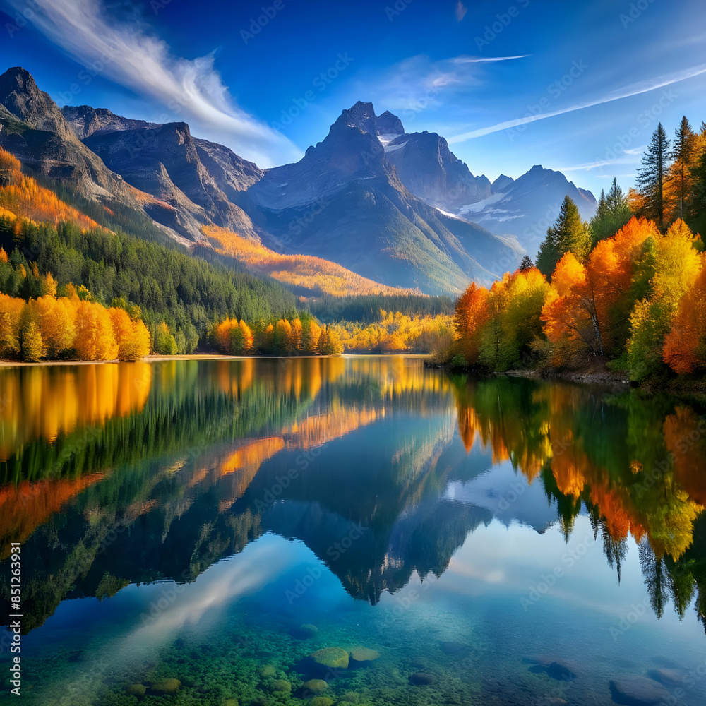 Obraz premium Mountains reflected in Nordfjord